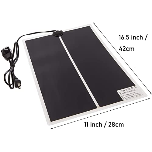 Reptile Heating Mat with Temperature Adjustment, Waterproof Reptile Heat Pad Under Tank Terrarium Heater for Amphibians, Small Animals, Seeding (20W - 16.5 x 11 in) - color: 20W - 16.5x11 IN