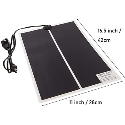 Reptile Heating Mat with Temperature Adjustment, Waterproof Reptile Heat Pad Under Tank Terrarium Heater for Amphibians, Small Animals, Seeding (20W - 16.5 x 11 in) - color: 20W - 16.5x11 IN