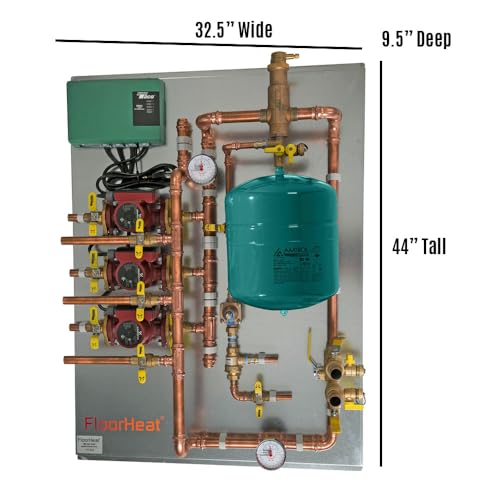 Hydronic Radiant Heat Control Panel - 3 Zone | Pre-Assembled Heating Distribution System for Underfloor, Home & Space Heating | High-Efficiency & Easy Install - size: 3 Zone - For use with/without Glycol