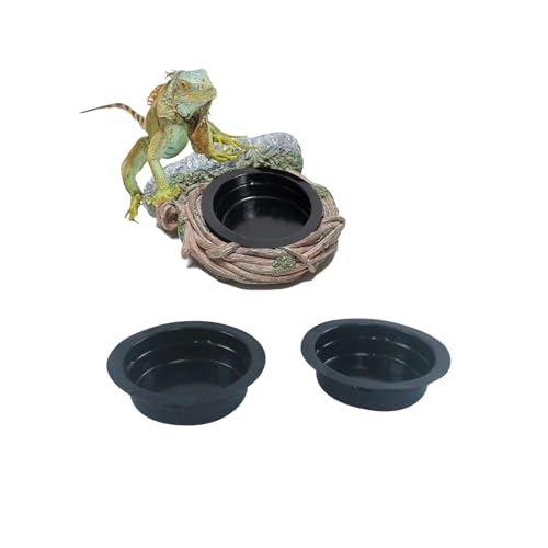 Reptile Feeding Ledge with 2 Cups, Hollow Vine Food Dish & Water Bowl for Bearded Dragon, Gecko, Lizard & Snake – Reptile Tank Accessories for Terrariums - size: Magnetic- Single Feeder
