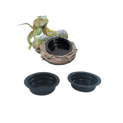 Reptile Feeding Ledge with 2 Cups, Hollow Vine Food Dish & Water Bowl for Bearded Dragon, Gecko, Lizard & Snake – Reptile Tank Accessories for Terrariums - size: Magnetic- Single Feeder