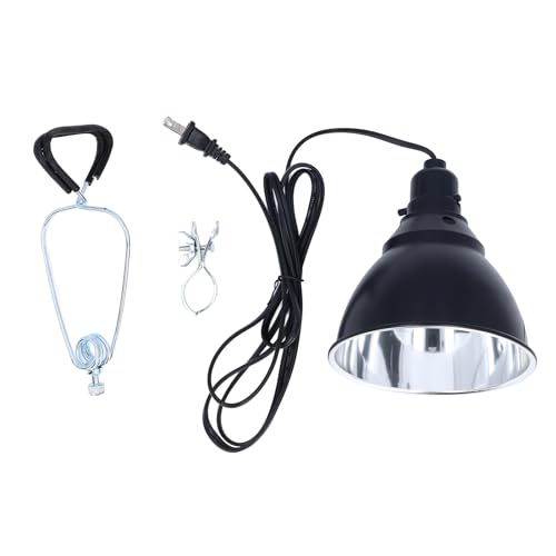 Reptile Heat Lamp, 250W Dimmable UVA Basking Light for Reptiles, Aluminum Reflector Deep Dome Light Fixture for Chicken Lizard (Bulb not Included)