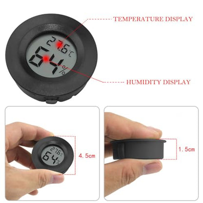 7Pcs Mini Hygrometer Thermometer for Terrarium Digital Humidity and Temperature for Reptile Tanks Compact and Portable Humidity Gauge for Bearded Dragon Accessories
