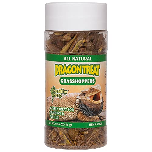 Healthy Herp Dragon Treat Grasshoppers - All Natural, Nutritious Turtle Food, Bearded Dragon Tank Accessories - for Bearded Dragons, Box Turtles, Aquatic Turtles - 0.56 oz (16g)