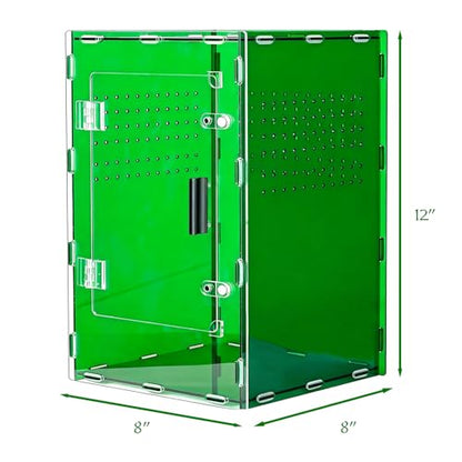 8x8x12 Acrylic Terrarium Reptile Tank – Cyberpunk Deep Green Reptile Enclosure Modeled After New Caledonia Rainforest for Lizards, Spiders & Small Reptiles - color: DeepGreen