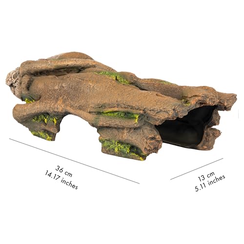 Orchid Valley Lizard, Snake or Reptile Hide. Large Hollow Log for Terrarium. Bearded Dragon or Gecko Tank Accessories. Natural Looking Basking Platform, Axolotl, Python Hideout. (XL-Version 2)