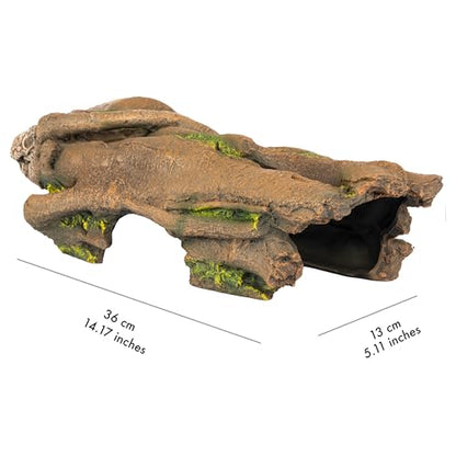 Orchid Valley Lizard, Snake or Reptile Hide. Large Hollow Log for Terrarium. Bearded Dragon or Gecko Tank Accessories. Natural Looking Basking Platform, Axolotl, Python Hideout. (XL-Version 2)