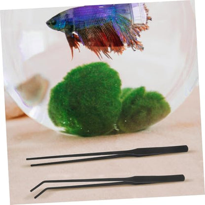 4pcs Stainless Steel Aquarium Tweezers: 27cm Fish Tank Tongs Tool - Long Handle With Curved And Straight Tip - Stable Grabber Aquatic Plants/reptile Feeding