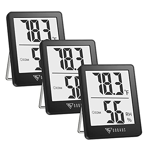 DOQAUS Digital Hygrometer Indoor Thermometer 3 Pack, Room Thermometer with 5s Fast Refresh, Accurate Humidity Meter Temperature Sensor for Home, Bedroom, Baby Room, Office, Greenhouse, Cellar (Black) - color: Black, size: 3 Pack
