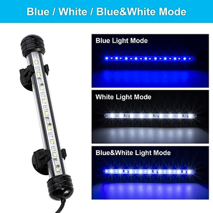 DaToo 6W 11inch Submersible Aquarium Light Underwater Fish Tank Light LED Aquarium Light Bar with Timer Auto On/Off and Dimmer Adjustable Brightness, 1 Yr Warranty - size: 6W 11inch (With Timer&Dimmer)