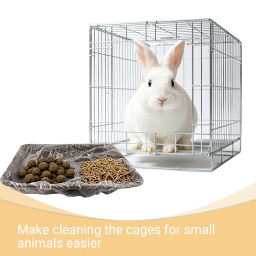 Disposable Rabbit Cage Liner, Plastic Small Animal Bird Cage Liners Elastic Thickened Design Universal Toilet Film Quick Cleanup for Guinea Pig Bird Hedgehog Hamster Bunny Chinchillas (100 Count)