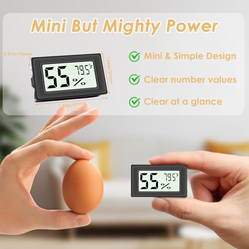 12 Pack Mini Digital Hygrometer with High-Precision Sensor, Temperature and Humidity Monitor for Home, Humidors, Accurate Indoor Humidity Gauge (℉) for Greenhouse