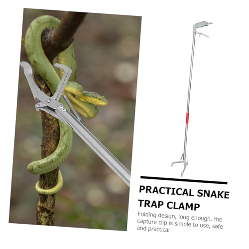Folding Stainless Steel Snake Trap Clamp Safe Snake Catch Tool with Lock for Reptile Handling