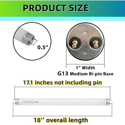 amgolibi 18 Inch 15 Watt Black Light Bulb F15T8/BL Replacement T8 Fluorescent Lamps for 30W Machine 350BL 365-nm Blue Light 6 Count - style: 6 Pack