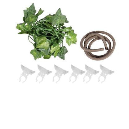 8pcs Artificial Rattan Reptile Vines with 1m 10mm Bendable Rattan Sticks 6 Suction Cups and 2m Strip Leaves for Pet Habitat Decor and Jungle Terrarium Climbing Plants