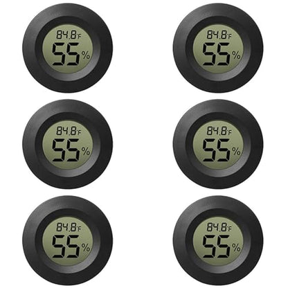 6-Pack Mini Hygrometer Thermometer Digital LCD Monitor Indoor/Outdoor Humidity Meter Gauge Temperature for Humidifiers Greenhouse Reptile Fahrenheit(℉)/ Celsius(℃)