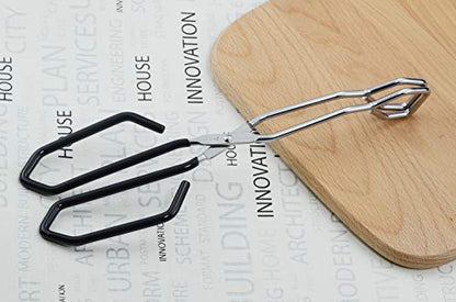 HINMAY Stainless Steel Scissor Tongs with Black Handle 11-Inch Heavy Duty Wire Tongs - size: 11''
