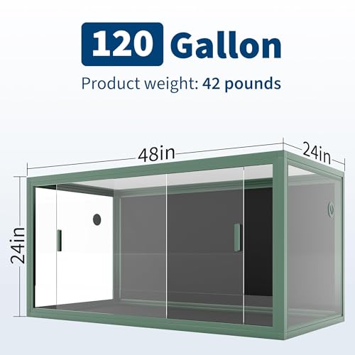 120 Gallon Bearded Dragon Tank, 4x2x2 Terrarium Reptile Enclosure Snake Tank with Sliding Glass Door, Heavy Duty Metal Top Screen Ventilation, Easy to Assemble Green