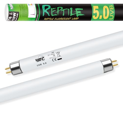 LUCKY HERP T8 18W UVB 5.0 Reptile Light, UVA UVB Reptile Light Bulb 2 Pack, Fluorescent Lamp for Reptiles Amphibians Lizards Chameleons - size: 24inch 5.0