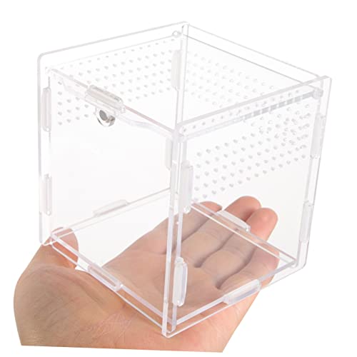 Acrylic Feeding Box for Reptiles Terrarium Kit Observation Window Easy Cleaning - size: 9.5x9cm