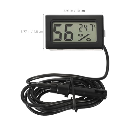 2pcs Reptile Digital Thermometer Hygrometer, Celsius Temperature Humidity Meter with Probe, Plastic Hygrometer for Terrarium, Vivarium, Pet Reptile Habitat Monitoring