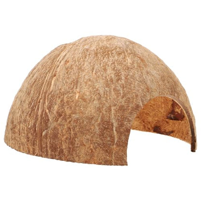 Veemoon Coconut Shell Reptile Hideout Natural Aquarium Shelter Small Lizard Turtle Hermit Crab Habitat Decor 4.72X4.72X2.55In