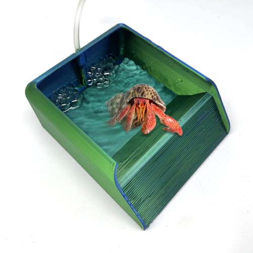 Hermit Crab Water Bowl with Climbing Ramp, Reptile Feeding Water Dish Tank Accessories, Suitable for Hermit Crab Bearded Dragon Lizard Tortoise Frog Gecko (Navy Blue)