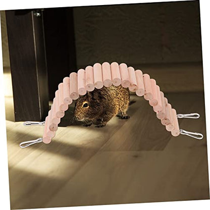 BESPORTBLE Multi-Purpose Wooden Crawler Shelter for Pets Climbing Ladder Arch Bridge and Hiding Nest for Hamsters Lizards and Tortoises