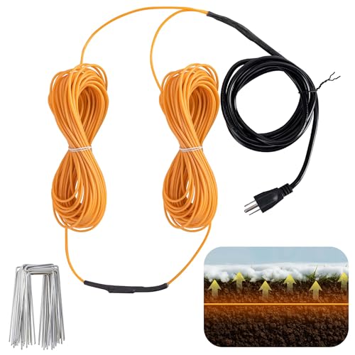Adnee 118Ft Thermostatic Soil Heating Cable,Rubber Heating Warming Cable with Thermostat and Ground Stakes,Plant Soil Heater Cable for Cold Frame,Graden,Greenhouse Seed Grow - color: 118 Ft