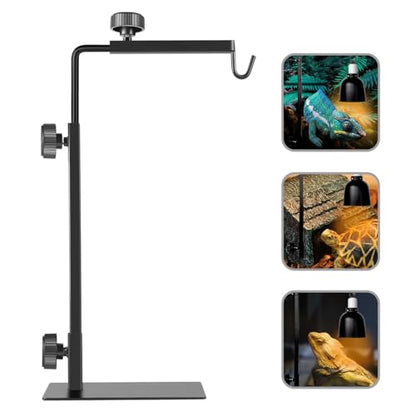 Reptile Lamp Stand, Adjustable 16-31 Inch Domes Heat Lamp Metal Bracket Floor Light Holder for Reptile Terrarium Lighting Heating Light and Dome lampshade, Large - size: Large (Pack of 1)