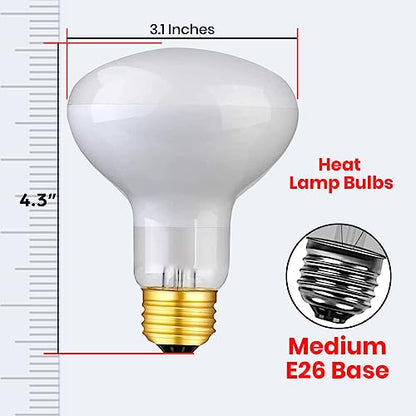 75 Watts UVA Reptile Heat Lamp Bulbs Basking Light for Reptiles and Amphibian, Basking Light for Bearded Dragon, UVA Reptile Light Bulb E26 Base 2 Pack - style: 75WR25-WHITE-2PK