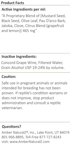 AMBER NATURALZ Reptaid XL Herbal Supplement for Large Reptiles | Herbal Pet Supplement for Immune Support | for Reptiles Above 250g | 1 Fluid Ounce Glass Bottle | Manufactured in the USA - size: Over 250 grams