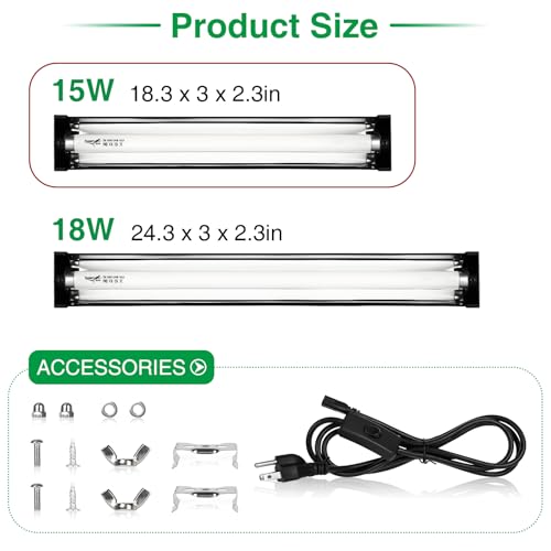 15W UVB Light for Reptiles - size: 15W-18.3IN