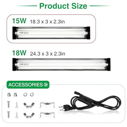 15W UVB Light for Reptiles - size: 15W-18.3IN