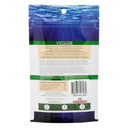 Northfin Veggie Fish Food, Slow-Sinking Pellets, 3mm, 100g | Veggie Formula; slow-sinking pellets for herbivorous & omnivorous fish; organic kelp first ingredient; crafted in Canada - size: 3.5 Ounce (Pack of 1), style: 3mm