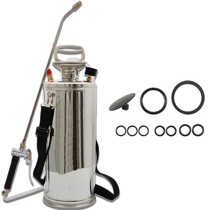 HOSTIC 2 Gallon Stainless Steel Sprayer Hand Pump Sprayer with Pressure Gauge Valve Adjustable Nozzle for Gardening Lawn and Cleaning - size: 2 Gallon