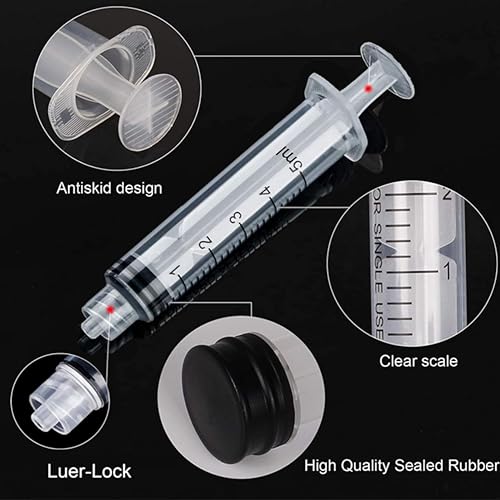 15 Pack 5 ml Syringe for Liquid Without Needle,Luer Lock Syringes with Cap, Individually Wrapped,Measurement for Scientific Labs,Measuring Liquids,Pet Feeding,Oil or Glue Applicator (B 15 Pack 5ml) Luer Lock - size: B 15 Pack 5ml