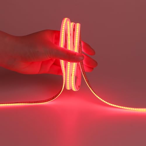 DC 5V USB COB Red LED Strip Light Dimmable IP65 Waterproof USB Powered 6.6ft/2M 640LEDs with Dimmer High Brightness Flexible LED Tape Lights - color: Red