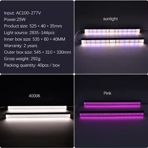 1 pc 53CM 25W LED Plant Grow Light Strips, Free Combination, 4000k Grow Lights for Indoor Plants, Hydroponics Succulent, Plant Shelf