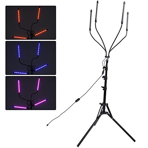 Plant Growing Light Tube 4 Lamp Bar Full Spectrum RedBlue Lighting 40W Adjustable Tripod Stand - Timer On Off Function, Omni - Directional Irradiation, Ideal for Succulent Plants