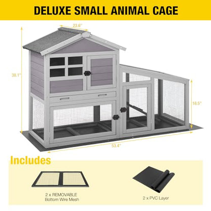 Aivituvin Rabbit Hutch Outdoor Chickecn Coop Indoor Bunny Cage with Pull Out Tray,Upgrade Version,Removable Bottom Wire Mesh 53.4" L x 23.6" W x 38.1" H - color: Deep Grey