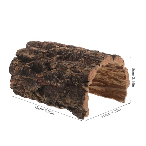 Reptile Hide Cave - Natural Cork Bark Lizard Hideout - Arched Tree Bark Tunnel for Gecko Turtle Snake Hermit Crab Climbing and Resting 6x4'' - size: 15.00X11.00X8.00CM