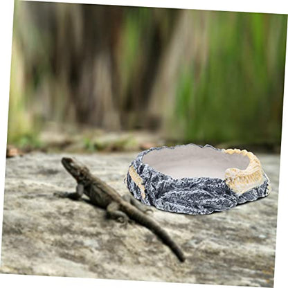 Sosoport Convenient Reptile Bowl Water Dish for Turtles Lizards and Snakes Feeding Accessory Natural Appearance for Reptile Tanks