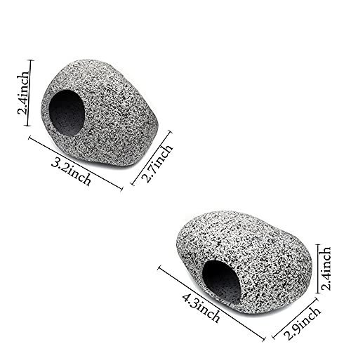 JIH Aquarium Decorations Rock, Ceramic Shelters - Shrimp Habitat, Breeding Tube, Hiding cave, Stackable Fish Tank Decor Cave for Hiding, Betta Fish (J001+J002)