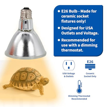 Pangea 75W Halogen Heat Lamp for Reptiles - Warming UVA and Infrared Light for Turtles, Tortoises, Bearded Dragons - Heating Bulb Terrarium Accessories, Designed for Ceramic Sockets (75 Watt)