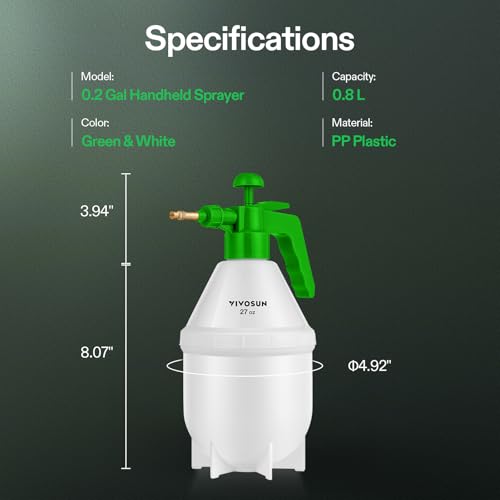 VIVOSUN 27oz Pump Sprayer, Handheld Garden Water Sprayer Bottle with Adjustable Brass Nozzle, for Spraying Plants, Flowers, Weeds and Cleaning, Green - color: Green, size: 27oz