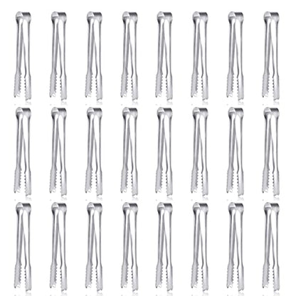 24 Pack Premium Small Serving Tongs,Dmoera Mini Stainless Steel Appetizer Tongs, 5 Inch(12.7cm) - size: 5 inch