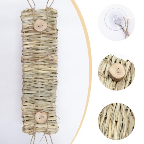 Leopard Gecko Tank Accessories, Straw Hammock with Suction Cup for Small Reptile, Reptile Habitat Decor for Crested Gecko, Chameleon and Other Small Lizards