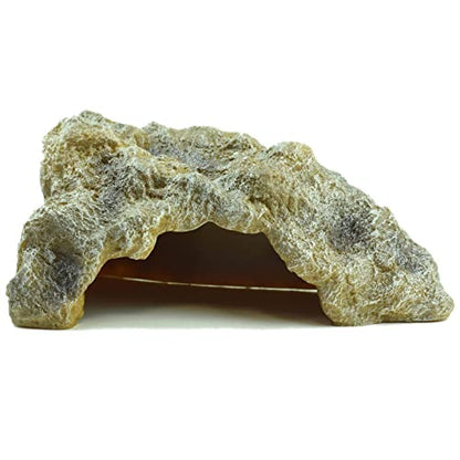 OMEM Reptile Rock Hide Cave Large Right-Angle Hideout Breeding Box Shelter Terrarium Habitat Decor (Medium) - size: Medium