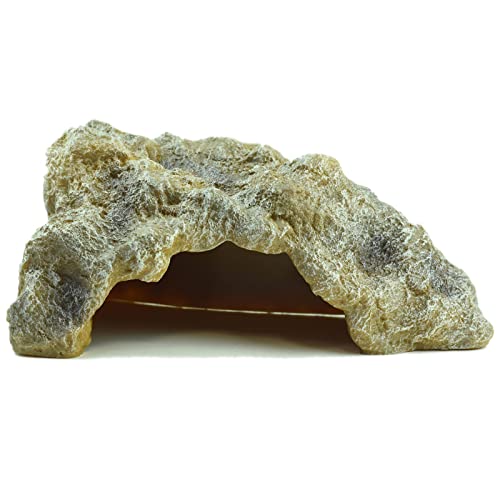 OMEM Reptile Rock Hide Cave Large Right-Angle Hideout Breeding Box Shelter Terrarium Habitat Decor (Small) - size: Small